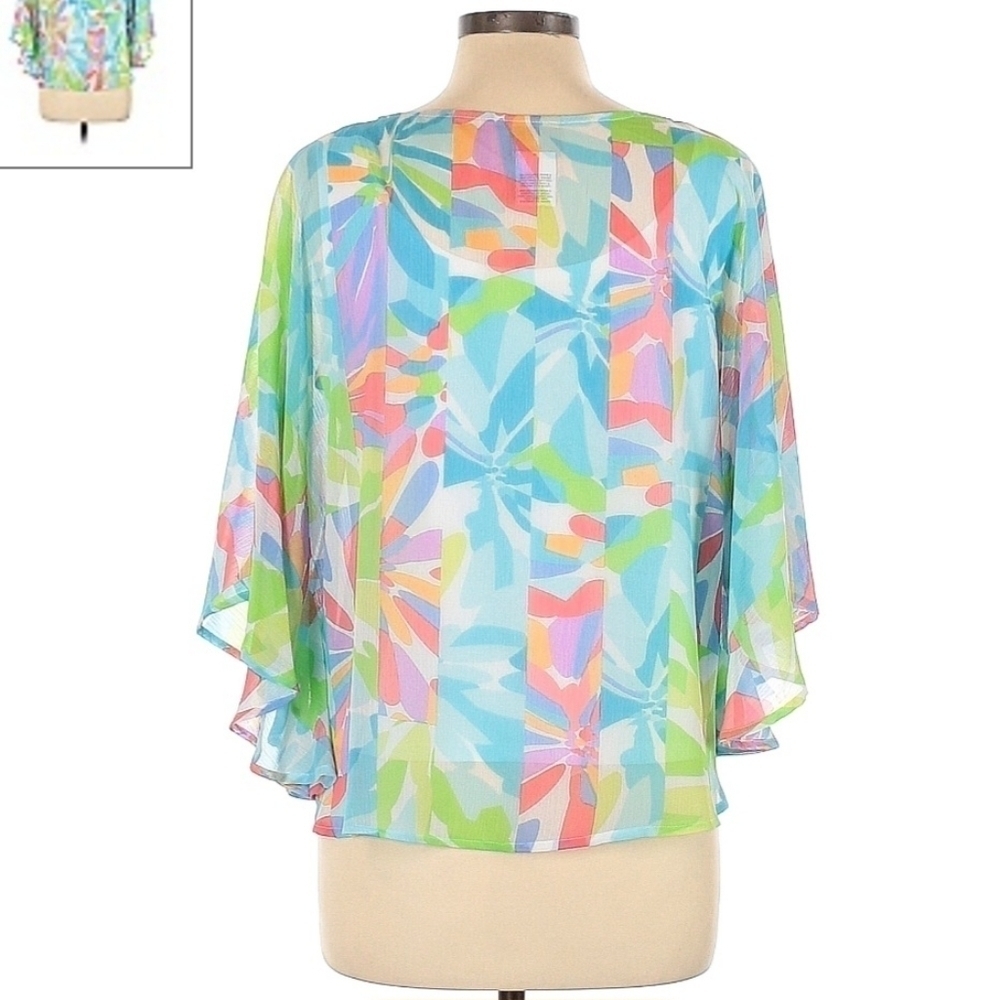 Ruby Rd. Petite Flowy Butterfly Sleeve Blouse Abs… - image 2